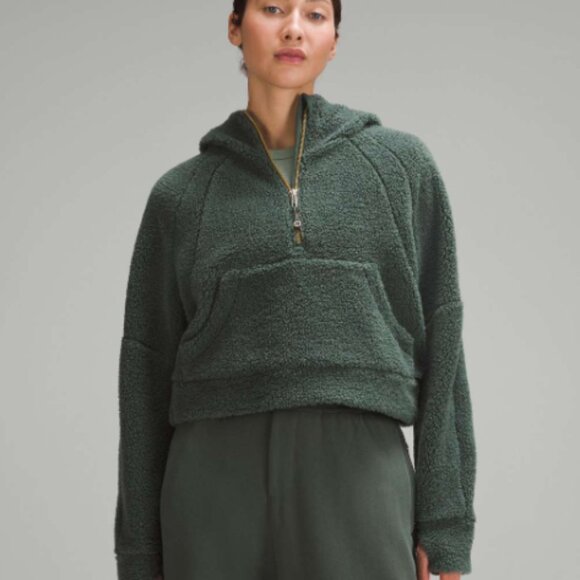 NWOT Lululemon Scuba Oversized Sherpa Fleece Hoodie Dark Forest Womens XS/S - Picture 2 of 11